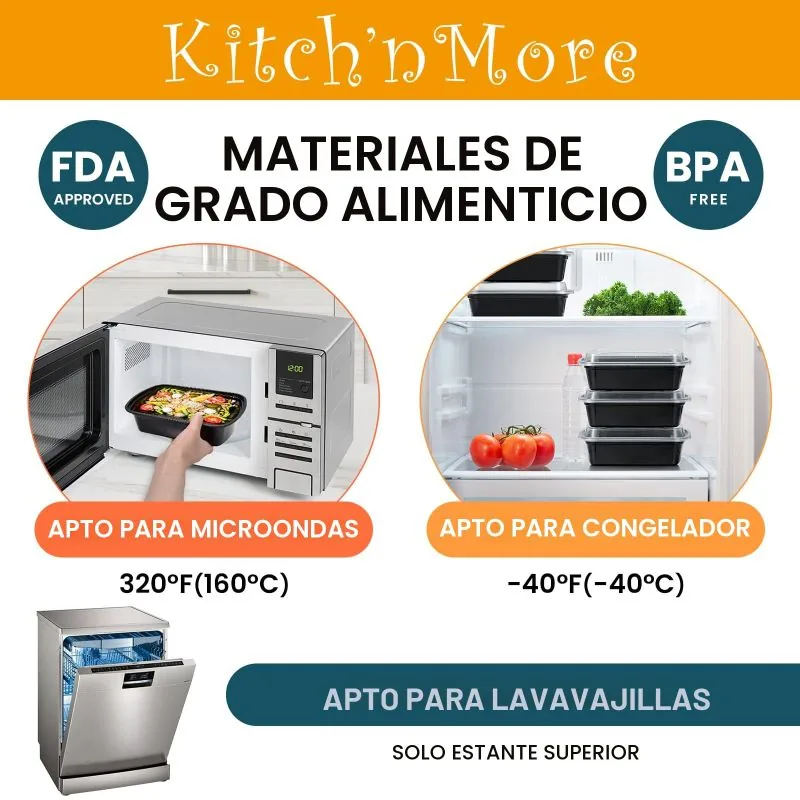 Kitch'nMore Contenedores de Preparación de Comidas de 38 oz (pack de 30) — foto 4