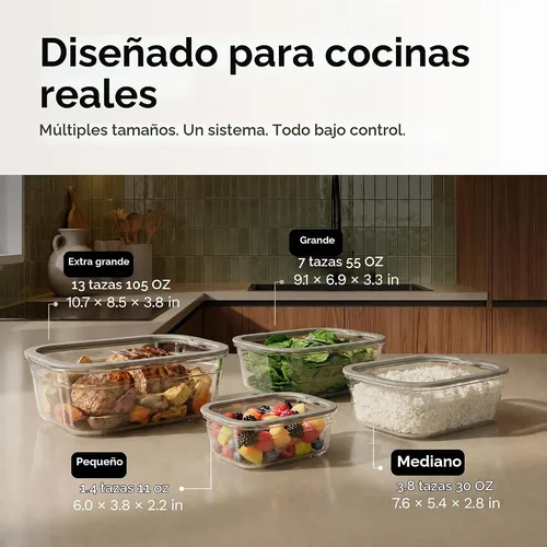 Naked Kitchen Set de 4 Recipientes de Vidrio Anidables con Tapas de Silicona — foto 3