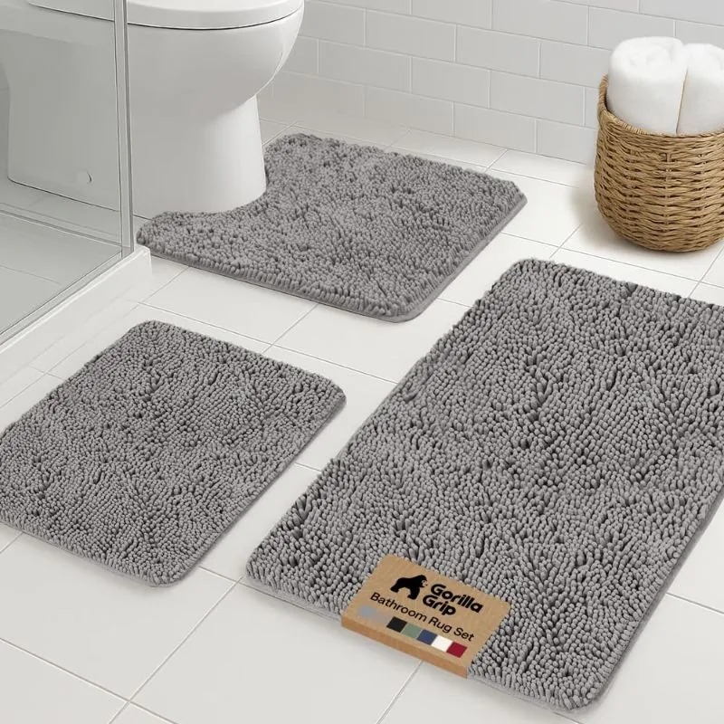GORILLA GRIP Set de 3 Alfombras para Base de Inodoro Ovalada