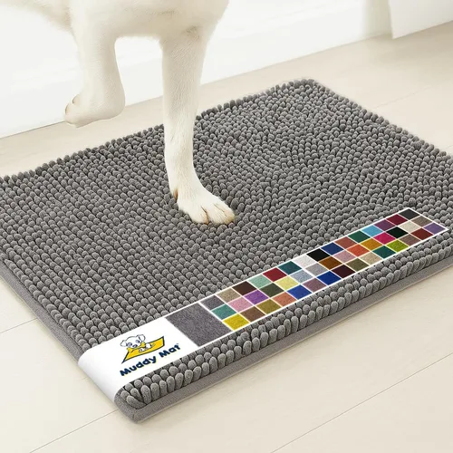 Muddy Mat Tapete de Felpilla Superabsorbente 28x18", Gris