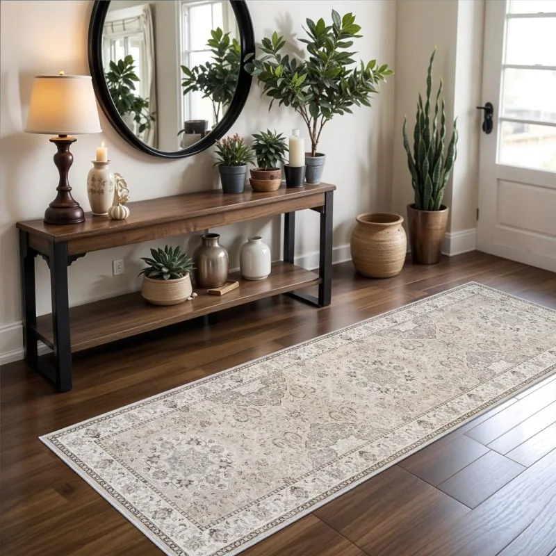 Alfombra de Pasillo Lavable 2x6 ft Estilo Granja, Beige — foto 2