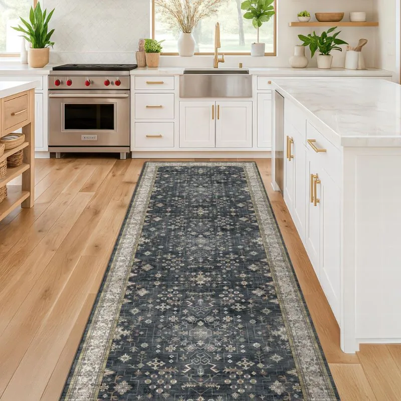 Hazo Haus Alfombra de Pasillo Boho 2x6 ft, Negro — foto 3