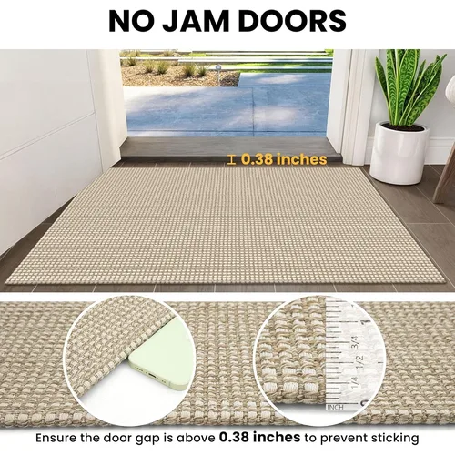 IOHOUZE Alfombra de Pasillo Tejida de Algodón 3x6 ft, Beige — foto 3