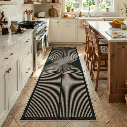 Lahome Alfombra de Pasillo Efecto Yute con Arcoíris 2'6"x8', Negro Carbón — foto 4