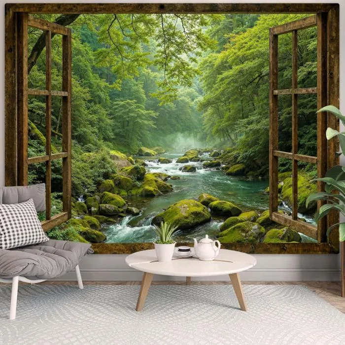 Accnicc Tapiz de Pared Bosque Verde y Naturaleza 80x60" — foto 2