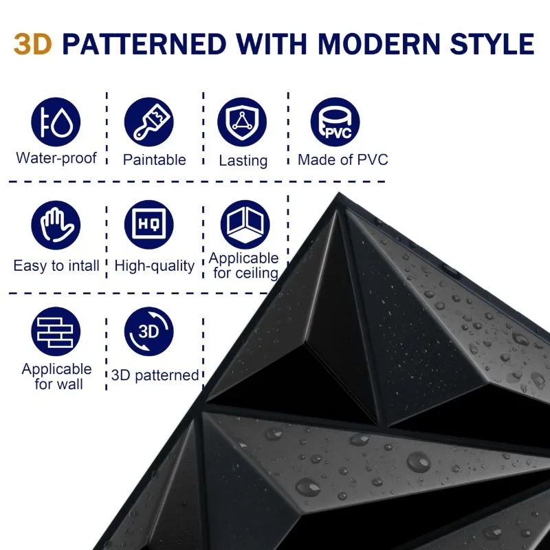 janasse Paneles de Pared 3D Geométricos de PVC (set de 33, cubre 32 ft²) — foto 4
