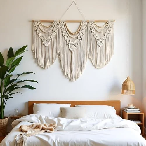 guzhiou Tapiz de Macramé Grande para Pared, Boho Hecho a Mano 43x32" — foto 2