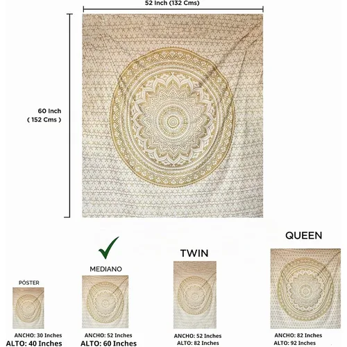 raajsee Tapiz Mandala Degradado de Algodón 60x52" — foto 2