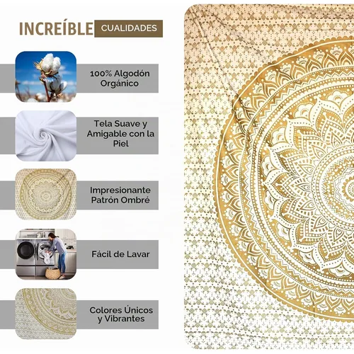 raajsee Tapiz Mandala Degradado de Algodón 60x52" — foto 3